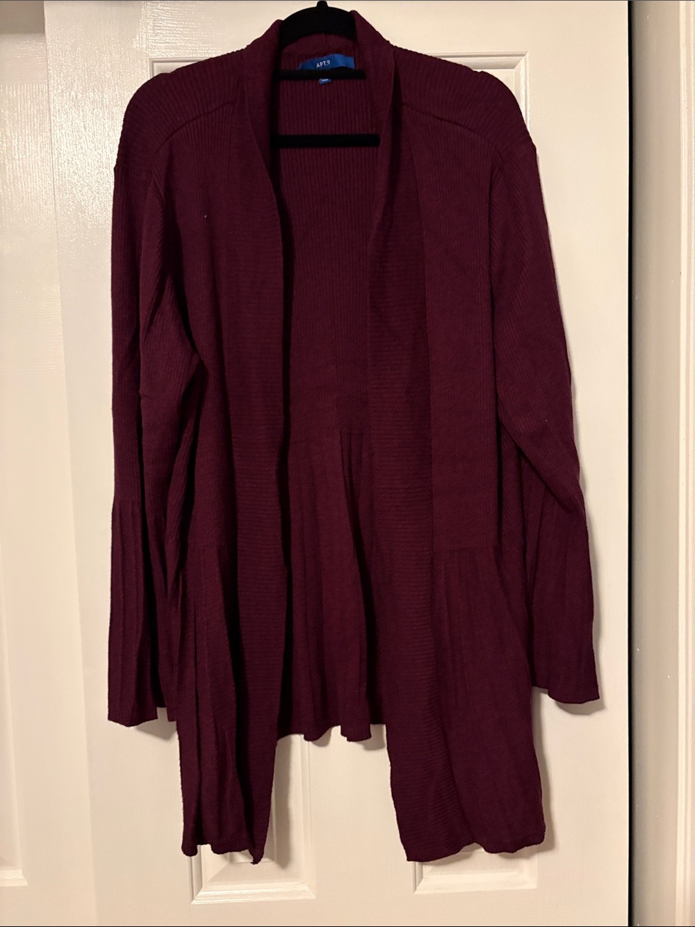Apt. 9 Open-Front Ribbed Cardigan - Burgundy